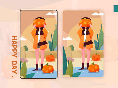 Pumpkins color design illustration person 插图