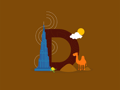 D for Dubai burj khalifa camel cutegraphicstyle dailychallenge design dubai illustration illustrator tribulusomanense vector