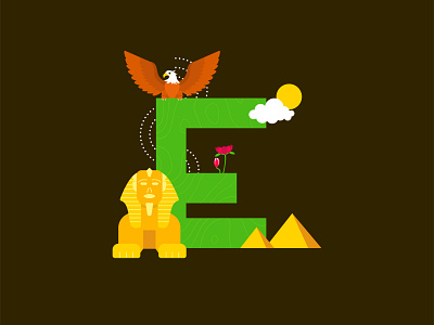 E for Egypt creative cutegraphicstyle dailychallenge design eagle egypt egyptian illustration illustrator lotus pyramid pyramids sphinx vector