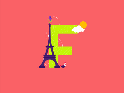 F for France cutegraphicstyle dailychallenge design eiffeltower france gallicrooster illustration illustrator paris rooster vector