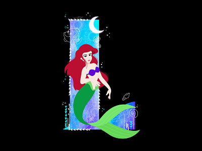 L for Little Mermaid! creative cutegraphicstyle dailychallenge design disney illustration illustrator little littlemermaid mermaid vector