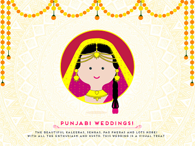 Indian Wedding - Punjabi Bride bride brides culture cutegraphicstyle design flat illustration illustrator indian vector wedding