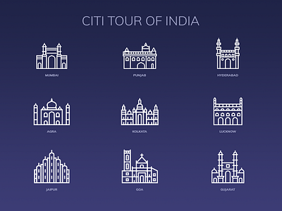 City Tour of India cities city design flat icons illustration illustrator india indian monuments tour tourism tourisminindia travel ui vector