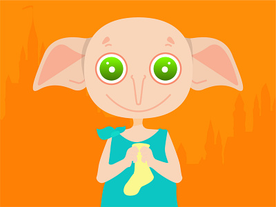 D for Dobby - A Free Elf creatives cutegraphicstyle dailychallenge design dobby elf free harry potter harrypotter hogwarts illustration illustrator vector