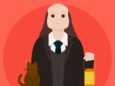 F fo Filch cat cutegraphicstyle design filch flat harry potter harrypotter hogwarts illustration illustrator lantern vector