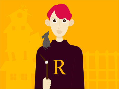 W for Weasely creative cutegraphicstyle dailychallenge design flat harry potter harrypotter hogwarts illustration illustrator ron ronweasely vector weasely