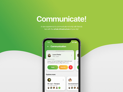 Communicate - social app ui app application clean communicate communication design explore figma interact interface mobile mobile app modern social social app ui ux