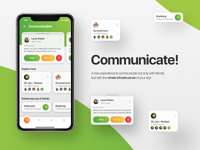 Communicate - social app ui app app design application clean clean app design communication explore interact interface mobile social social app ui ux ux ui