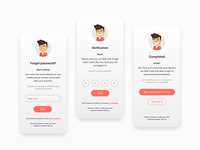Forgot your password? No problem app application characters clean clear design figma flow illustration interface mobile mobile app pass password restore ui understandable userfriendly useroriented ux