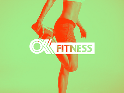 OK Fitness Logo duo tone fitness green gym logo red workout
