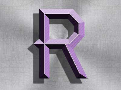 R letter metal purple r text