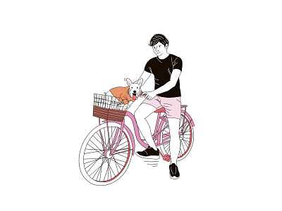 Bicycle Stroll with Carey bicycle bike dog illustration