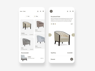 Furniture Product Exploration app concept design interface product ui ux xd