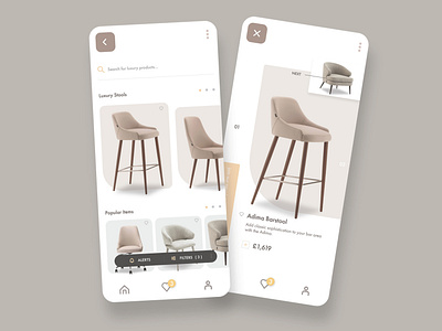 Furniture app app chair concept design flat fun furniture app interface personal product ui ux xd