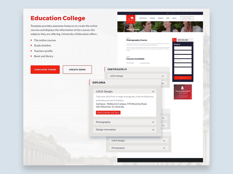 Education - College animation education interaction uxui webdesign