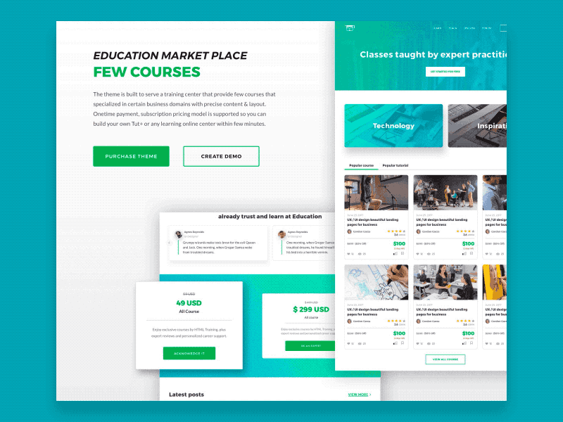 Education Market Place - Few Courses aftereffect animation education interaction uxui webdesign