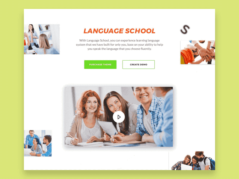 Education - Language School aftereffect animation education interaction uxui webdesign