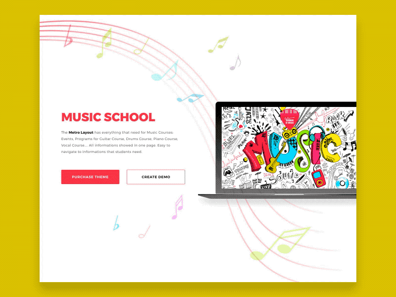 Education - Music School aftereffect animation education interaction uxui webdesign