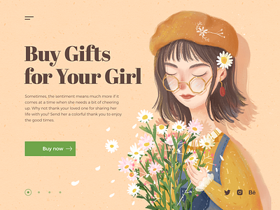 Buy gifts for your girl character color design flat flower flowers girl gradient illustration landscape life scenery tunan ui web