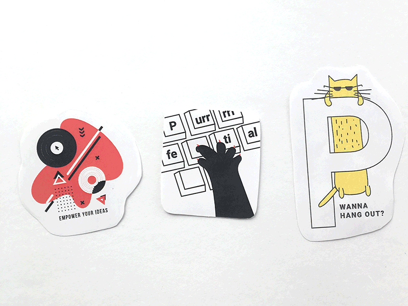 Stickers cat fanny illustration print sticker