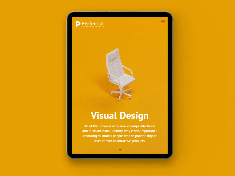 UX Process: Visual Design animation chair landing page motion ui ux violet visual design yellow