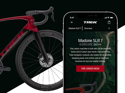 Madone SLR 7 Landing Page app bike branding cycling dailyui dailyui 003 dailyuichallenge design interface iphone app mobile mockup product design prototype sports design trek ui