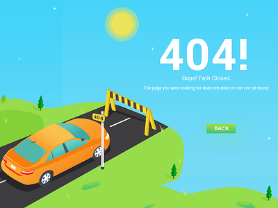 404 Error Page 404 car dribble error error page landing page loading road second theme ui website