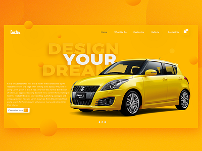 Car Customize - Concept Landing Page car customize debut design landing landing page photoshop shot website yellow