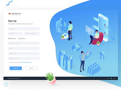 Isometric Sign Up page Illustration ar augumented reality chatbots colorful logo debut dribble gradient illustration isometric isometric design landing page self learning sign up ui ux ui ux user