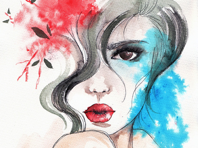 Delicate colors illustration pigment watercolor