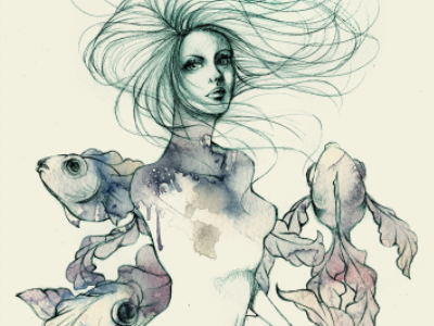 Queen of the Sea color fish illustration pencil watercolor