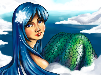 Mermaid on the Heaven digital painting illustration photoshop