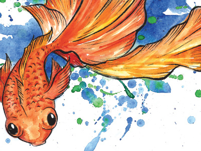 Kingyou fish kin kingyou watercolor