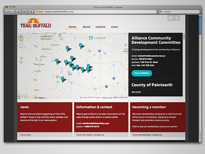Trail of the Buffalo Home Page bold clean dark layout logo web design website