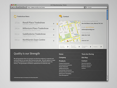 Ace Manufacturing Home Page (Bottom) clean flat flat design home page icons layout web design website