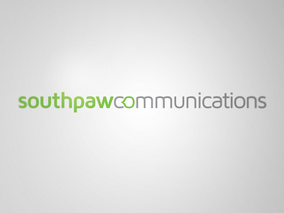 Southpaw Communications business logo clean logo modern speech bubble word mark