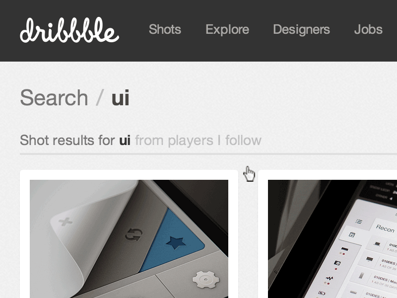 [GIF] Filter Search Results on Dribbble animation dribbble filter gif search ui
