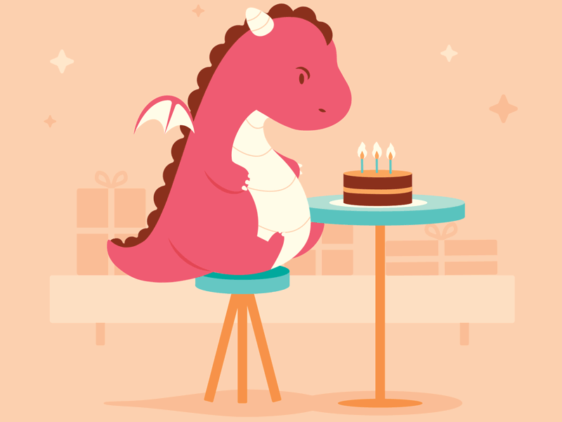 Dragon Birthday animation birthday dragon gif illustration