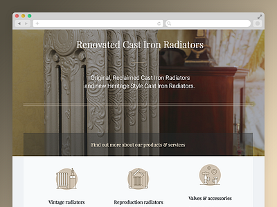 Radiator Renovator gui homepage interface radiator ui ui design user interface vintage web design website