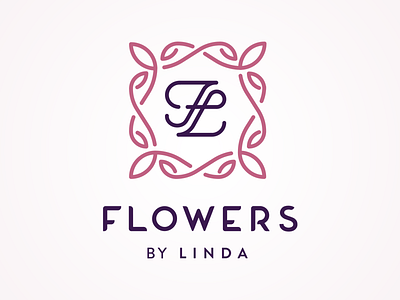 Flowers by Linda brand flower flowers identity line logo monogram