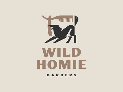 Wild Homie animal barber barbershop branding geometic hair haircut homie illustration logo mascot modern logo wild wolf