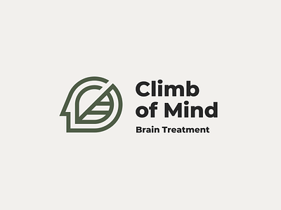 Climb of Mind brain care health human leaf line logo logotype medical medicine mental mind stairs support treatment