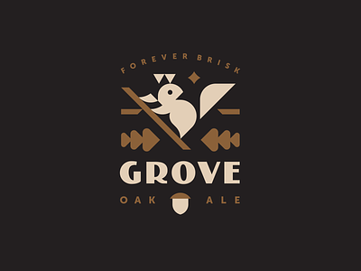 Grove animal animal logo beer bottle beer branding beer can beer label brand identity branding cute forest geometric geometric animal illustration logo logotype mascot modern logo oak squirrel