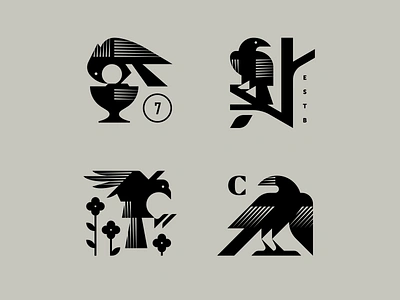 Crows bird bird design bird logo birds crow geometric geometric animal geometric bird illustration logo logotype modern logo mystic nature night noir raven