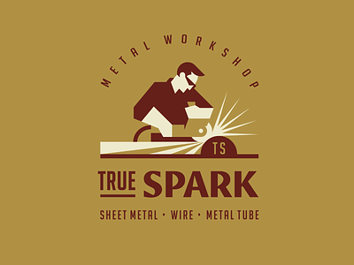 True Spark badge brand identity branding face geometric handcraft illustration logo logobrand logotype man metal modern logo people retro vector vintage work worker workshop