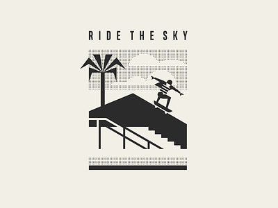 Ride the sky geometric illustration man monochrome palms palmtree poster posterdesign rider skate skateboard skater summer summertime summervibes