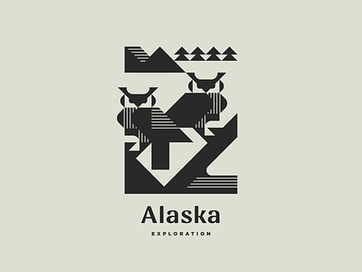 Alaska Exploration Pt.2 alaska animal bird geometric illustration line logo logotype modern logo monochrome nature north owl wild wildlife