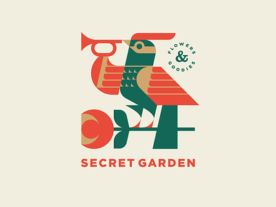Secret Garden v.2 animal bird branding design firebird flower garden geometric illustration logo logotype mascot modern logo phoenix rooster