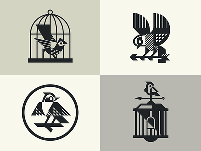 Birds animal bird birds branding cage design geometric illustration logo logotype mascot modern logo monochrome tattoo