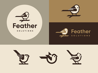 Feather animal bird brand branding geometric illustration logo logotype long tailed tit mascot minimal modern logo monochrome nature tit